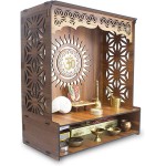 AEROMAX Wooden Pooja Stand Designer Mandir for Home Office Brown Temple