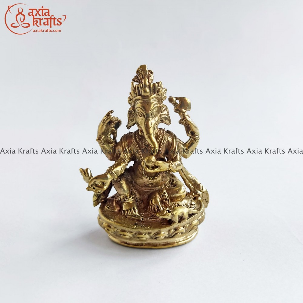 Brass Nepali Ganesh Murti Small 3 inch |Idol | Murti Brass Nepali Ganesh Murti Small 3 inch |Idol | Murti