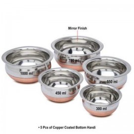 Steel/Copper Handi Serving Set | 5 Set | Stylish | Durable | Steel Lid Steel/Copper Handi Serving Set | 5 Set | Stylish | Durable | Steel Lid