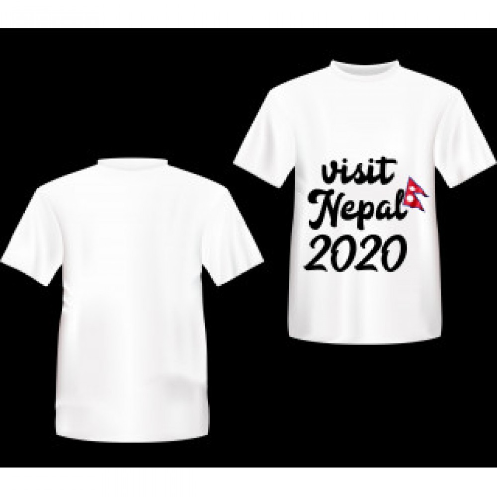 Visit Nepal 2020 Printed T-shirt with Nepali Flag Visit Nepal 2020 Printed T-shirt with Nepali Flag