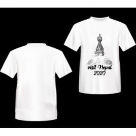 Visit Nepal 2020 Printed T-shirt with Swayambhu Stupa