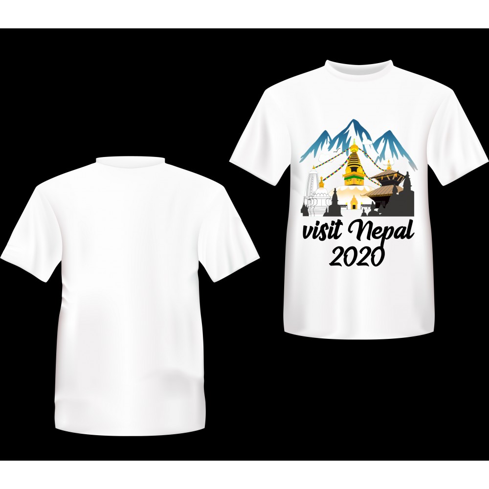 Visit Nepal 2020 Printed T-shirt with Natural Heritage of Nepal