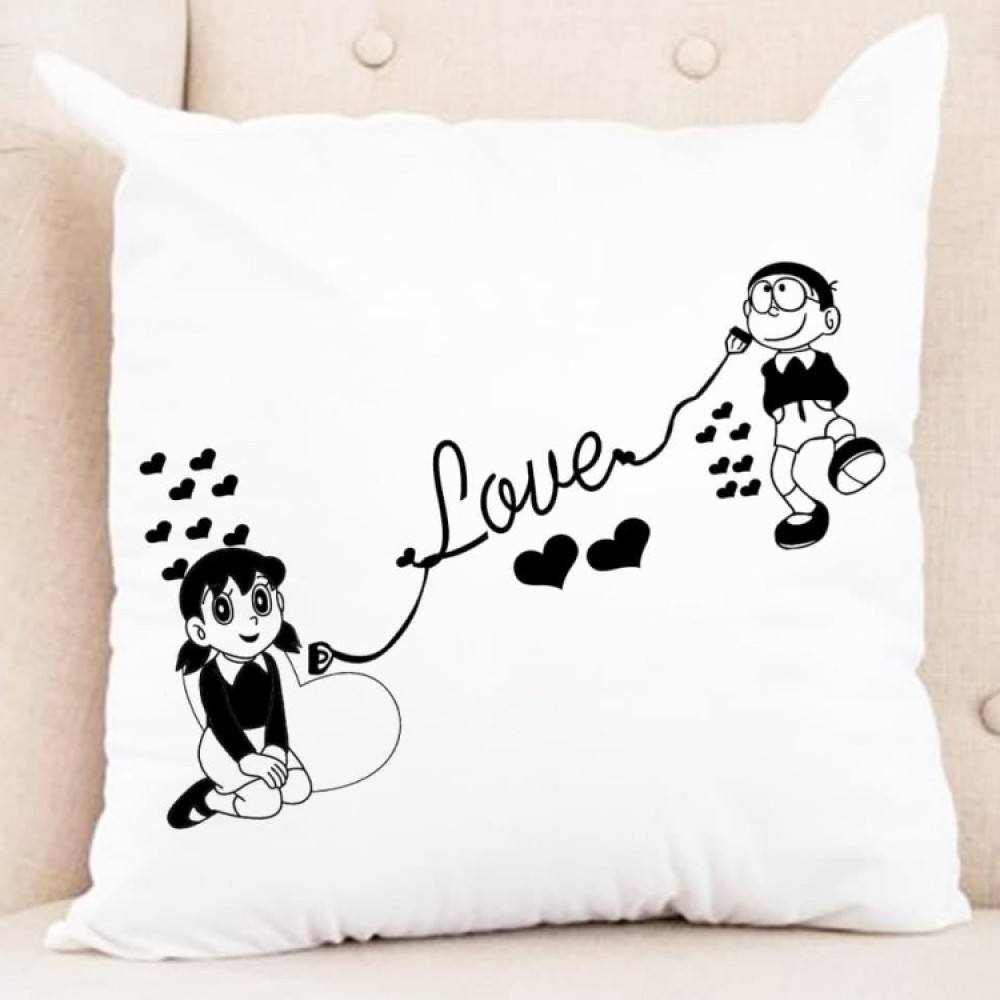 Valentine Special Love Nobita Suzuka Printed White Cushion Valentine Special Love Nobita Suzuka Printed White Cushion