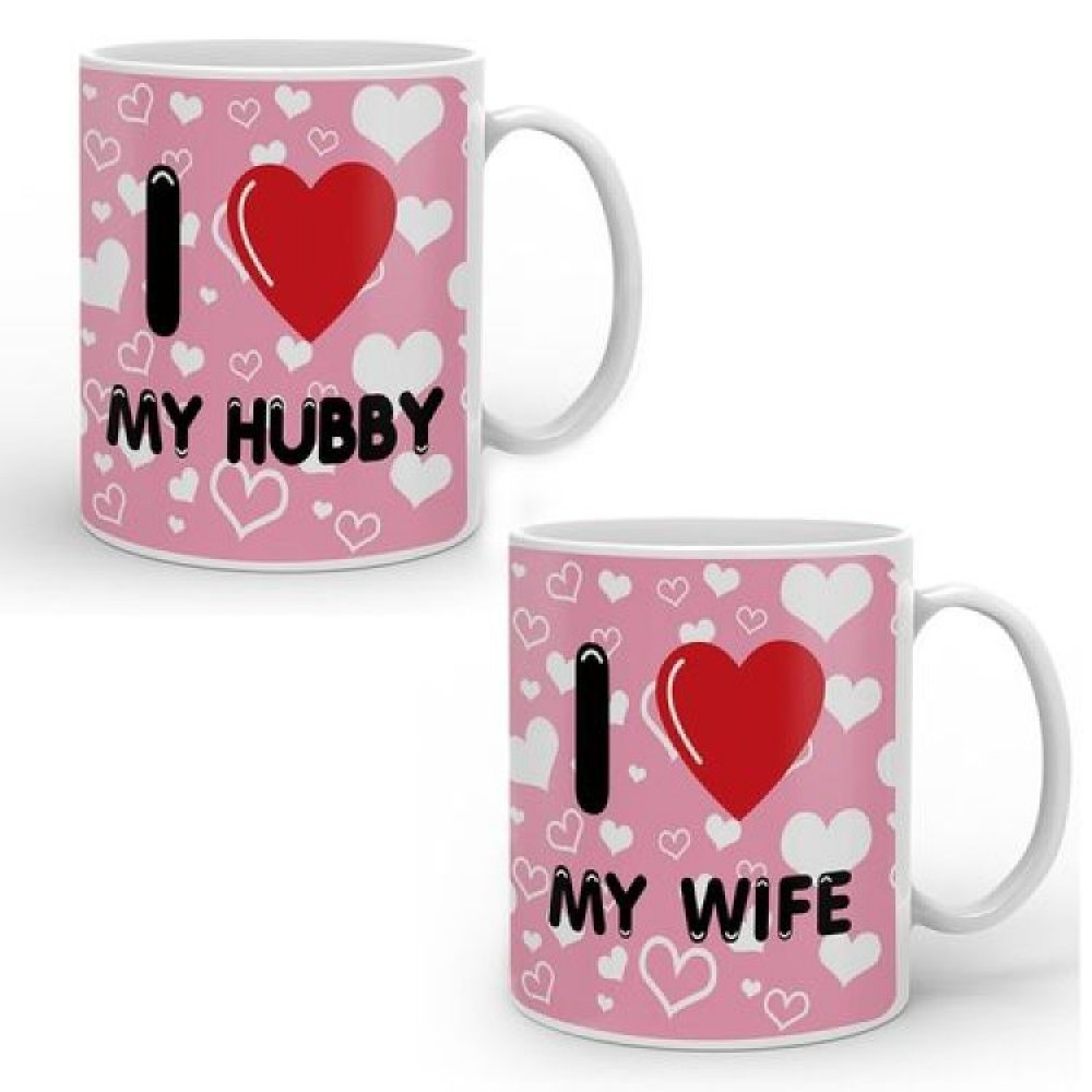 Hubby Wife Printed Coffee Mug Best Valentine Gift Couple Gift Love Heart Printed Mugs  Hubby Wife Printed Coffee Mug Best Valentine Gift Couple Gift Love Heart Printed Mugs