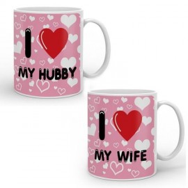Hubby Wife Printed Coffee Mug Best Valentine Gift Couple Gift Love Heart Printed Mugs