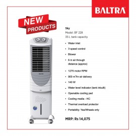 Baltra Air Cooler SKY with wheels 140 Watt 35 Ltr