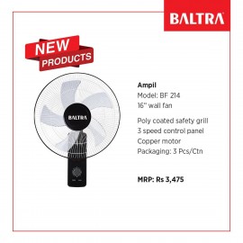 BALTRA Wall fan | Ampil | 100% copper motor | 3 speed control | 24 months warranty