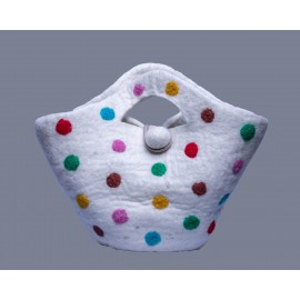 White Woolen ladies carry Bag