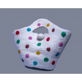 White Woolen ladies carry Bag White Woolen ladies carry Bag