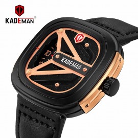 KADEMAN Square Dial Analog Watch – Black