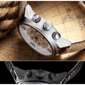 MEGIR Luxury White/Brown Chronograph Watch – Business Edition  MEGIR Luxury White/Brown Chronograph Watch – Business Edition