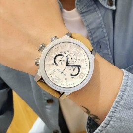 MEGIR Luxury White/Brown Chronograph Watch – Business Edition  MEGIR Luxury White/Brown Chronograph Watch – Business Edition
