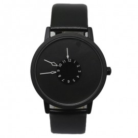 Paidu Turntable Casual Watch with Leather Strap-Black