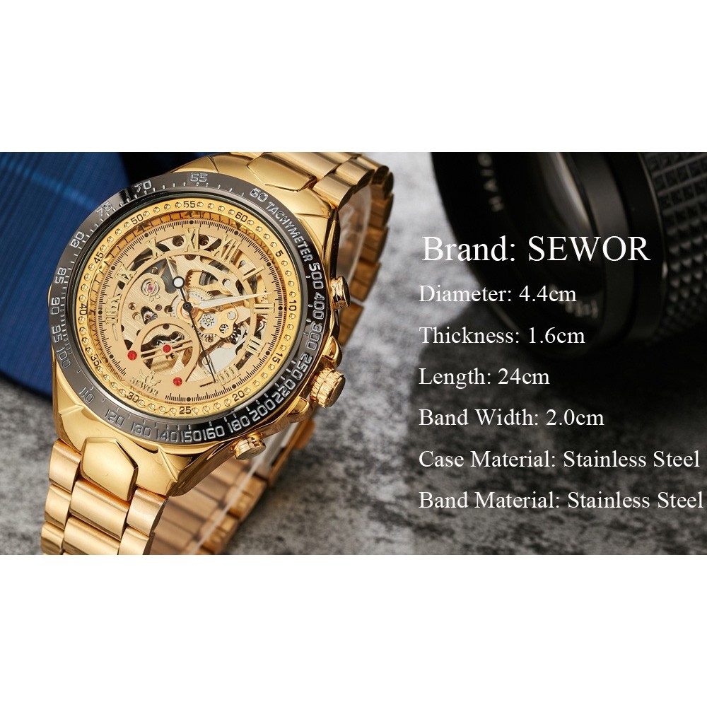 Get SEWOR Automatic Skeleton Mechanical Watch Online | Price & Features