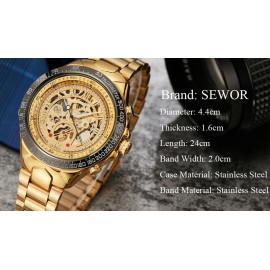 SEWOR Automatic Skeleton Mechanical Watch- Golden/Black SEWOR Automatic Skeleton Mechanical Watch- Golden/Black