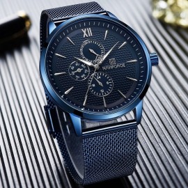 NAVIFORCE Waterproof Men Watch | Blue Slim Steel Wrist Watch | Naviforce Business Watch