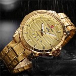 NAVIFORCE Waterproof Analog Stainless Steel Watch-Golden (NF9115)