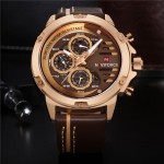 NAVIFORCE Golden Dual Time Chronograph Leather Multi-Color Watch for Men