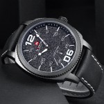 Naviforce NF9127 Casual Quartz Watch With a Leather Belt-Black-White