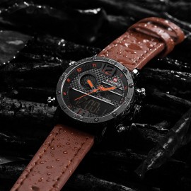 NaviForce NF9134 Dual Time (Analog & Digital ) Quartz Watch-Red/Black