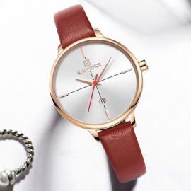 NaviForce NF5006 Luxury Analog Ladies Watch for Women – Red