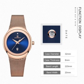 NaviForce NF 5004 Stainless Steel Mesh Watch – Blue/Rose Gold NaviForce NF 5004 Stainless Steel Mesh Watch – Blue/Rose Gold