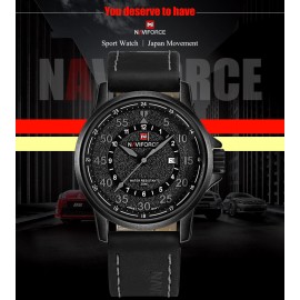 NaviForce NF9076 Date Function Silicon Analog Watch – Black