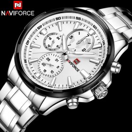 NaviForce NF9089 Chronograph Stainless Steel Watch-Silver