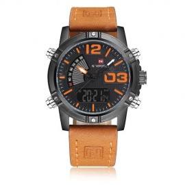 NaviForce NF9095 Dual Time Watch – Orange/Brown