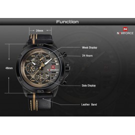 NaviForce Chronograph Luxury Watch for Men-Golden/Black