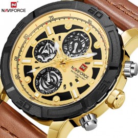 NaviForce MultiFunction Chronograph Watch – Golden/Brown
