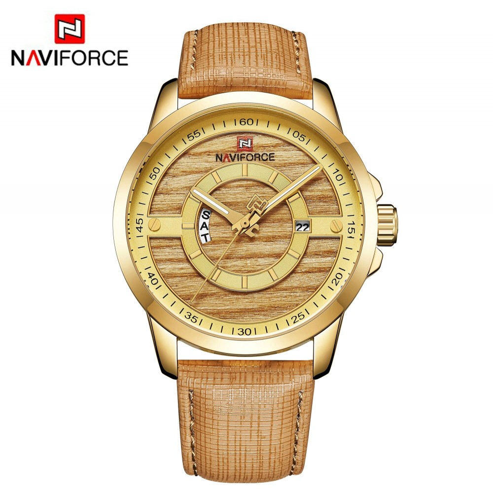 Naviforce NF 9151 Analog Quartz Watch-Golden/Brown