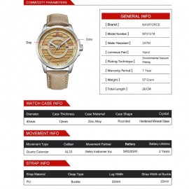 Naviforce NF 9151 Analog Quartz Watch-Golden/Brown