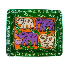 Traditional Handicraft  Mithila  Square plate | Nepali art & Culture