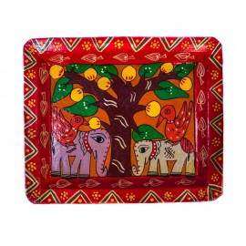 Traditional Handicraft  Mithila  Square plate | Nepali art & Culture