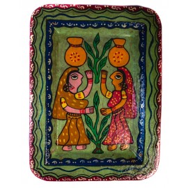 Traditional Handicraft  Mithila  Square plate | Nepali art & Culture