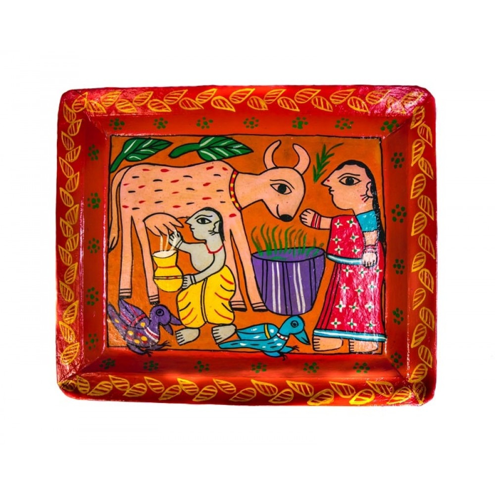 Traditional Handicraft  Mithila  Square plate | Nepali art & Culture Traditional Handicraft  Mithila  Square plate | Nepali art & Culture