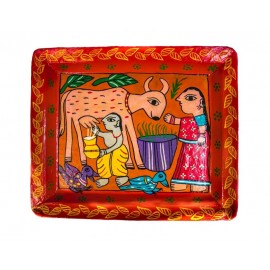 Traditional Handicraft  Mithila  Square plate | Nepali art & Culture