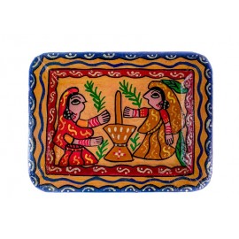 Traditional Handicraft  Mithila  Square plate | Nepali art & Culture