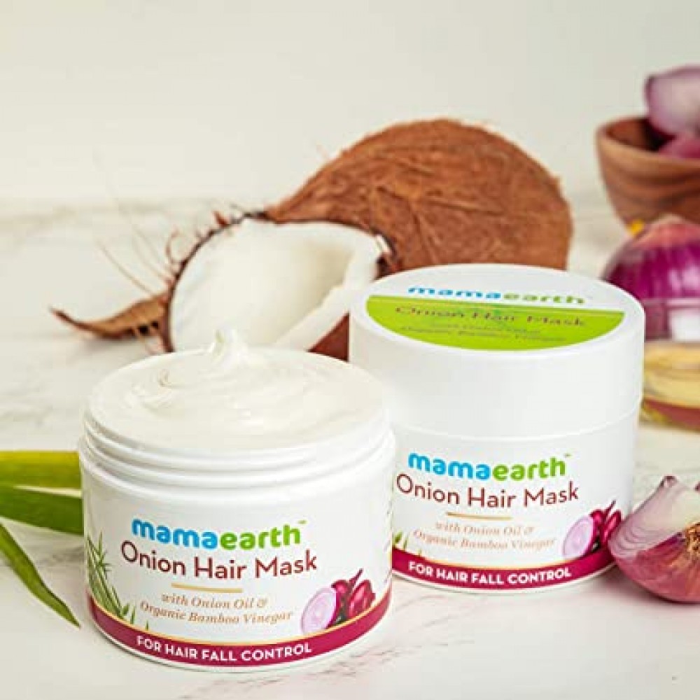 Mamaearth Onion Hair Mask, For Hair Fall Control, With Onion Oil-200ml Mamaearth Onion Hair Mask, For Hair Fall Control, With Onion Oil-200ml