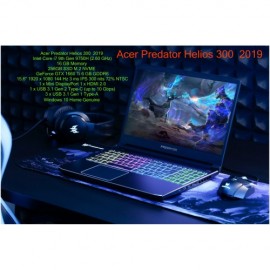 Acer Predator Helios 300 2019 9th gen i7 9750H, 16GB RAM, 256GB SSD, GTX 1660Ti 6GB, 15.6-inch 144Hz , Win 10