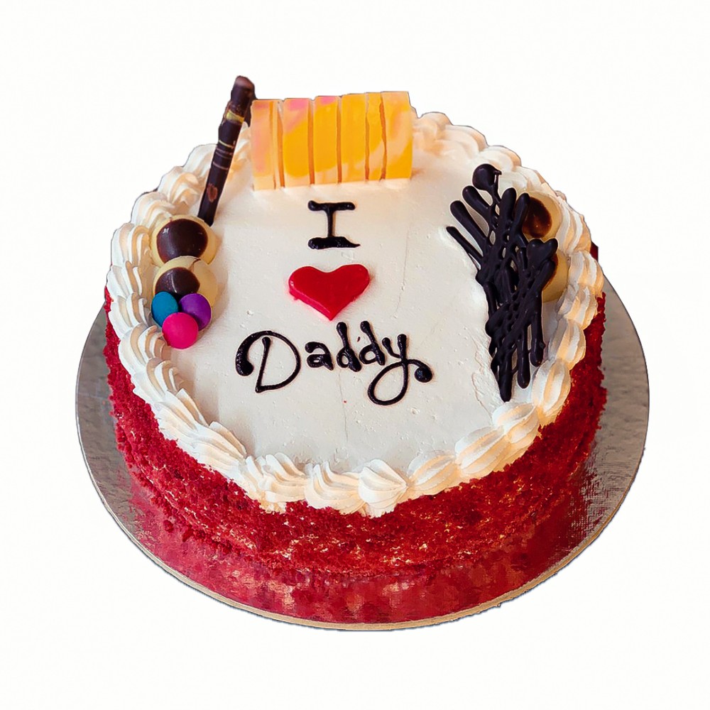 Red Velvet Eggless Cake - 2 pounds | I Love Daddy | Father's Day Special Cake Red Velvet Eggless Cake - 2 pounds | I Love Daddy | Father's Day Special Cake