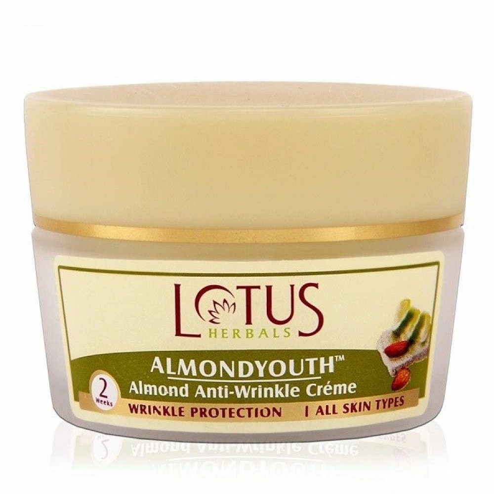 Lotus Herbals Almond Anti-Wrinkle Crème | All Skin Types Wrinkle Protection 50GM