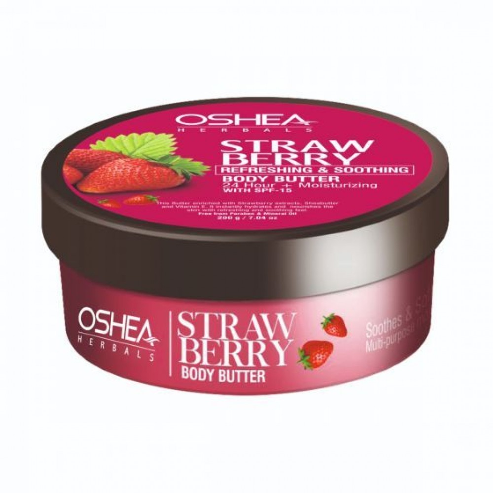 Oshea Herbals Strawberry Refreshing & Soothing Body Butter-200GM |24 Hours Moisturizing with SPF-15 Oshea Herbals Strawberry Refreshing & Soothing Body Butter-200GM |24 Hours Moisturizing with SPF-15