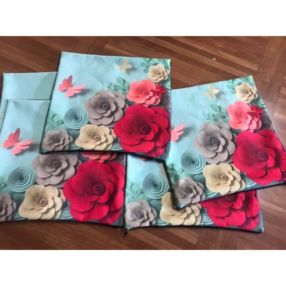 Elegant Floral Cushion Cover Set|5 pieces Elegant Floral Cushion Cover Set|5 pieces