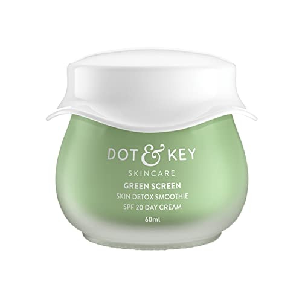 Dot & Key Green Screen Skin Detox Smoothie Day Cream SPF 20 -60ml |For skin brightening and glow with Avocado, Chia Seeds, Kale & green tea. Dot & Key Green Screen Skin Detox Smoothie Day Cream SPF 20 -60ml |For skin brightening and glow with Avocado, Chia Seeds, Kale & green tea.