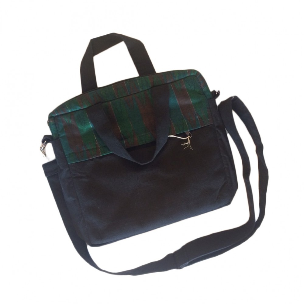 Handmade Dhaka Mix green Laptop bag