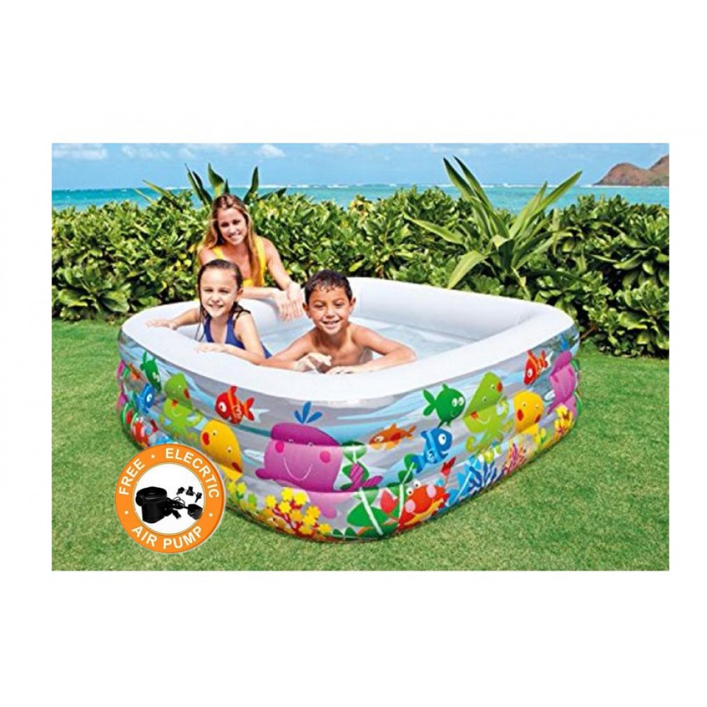 Intex Inflatable Kids Swimming Pool - Multicolored | Free Electric Air Pump