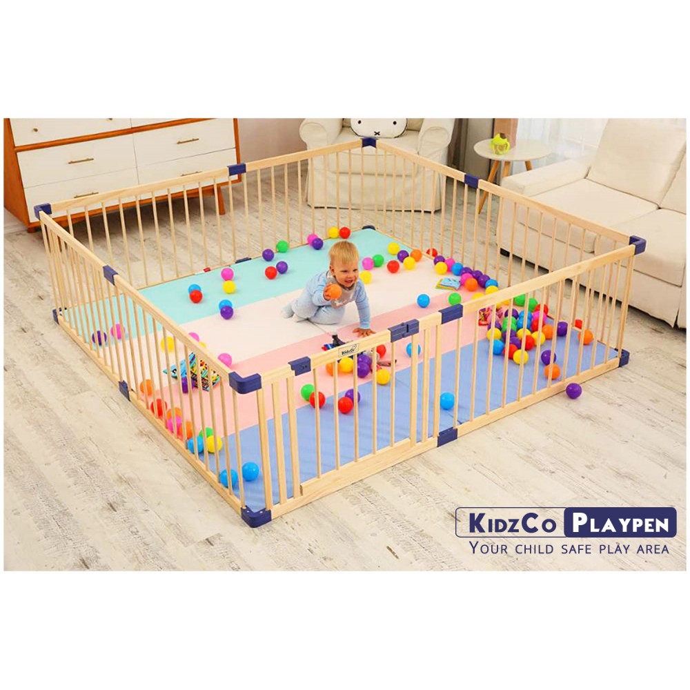 Kidzco Wooden Playpen | Kids Play Yard Panel - 8 Pannels Kidzco Wooden Playpen | Kids Play Yard Panel - 8 Pannels