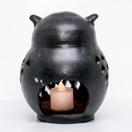 Fat Owl Tealight Candle Holder | Clay Art Handmade | Made in Nepal